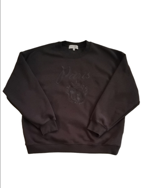 State of Mind Dark Gray Embroidered 'Paris' Crewneck Sweater